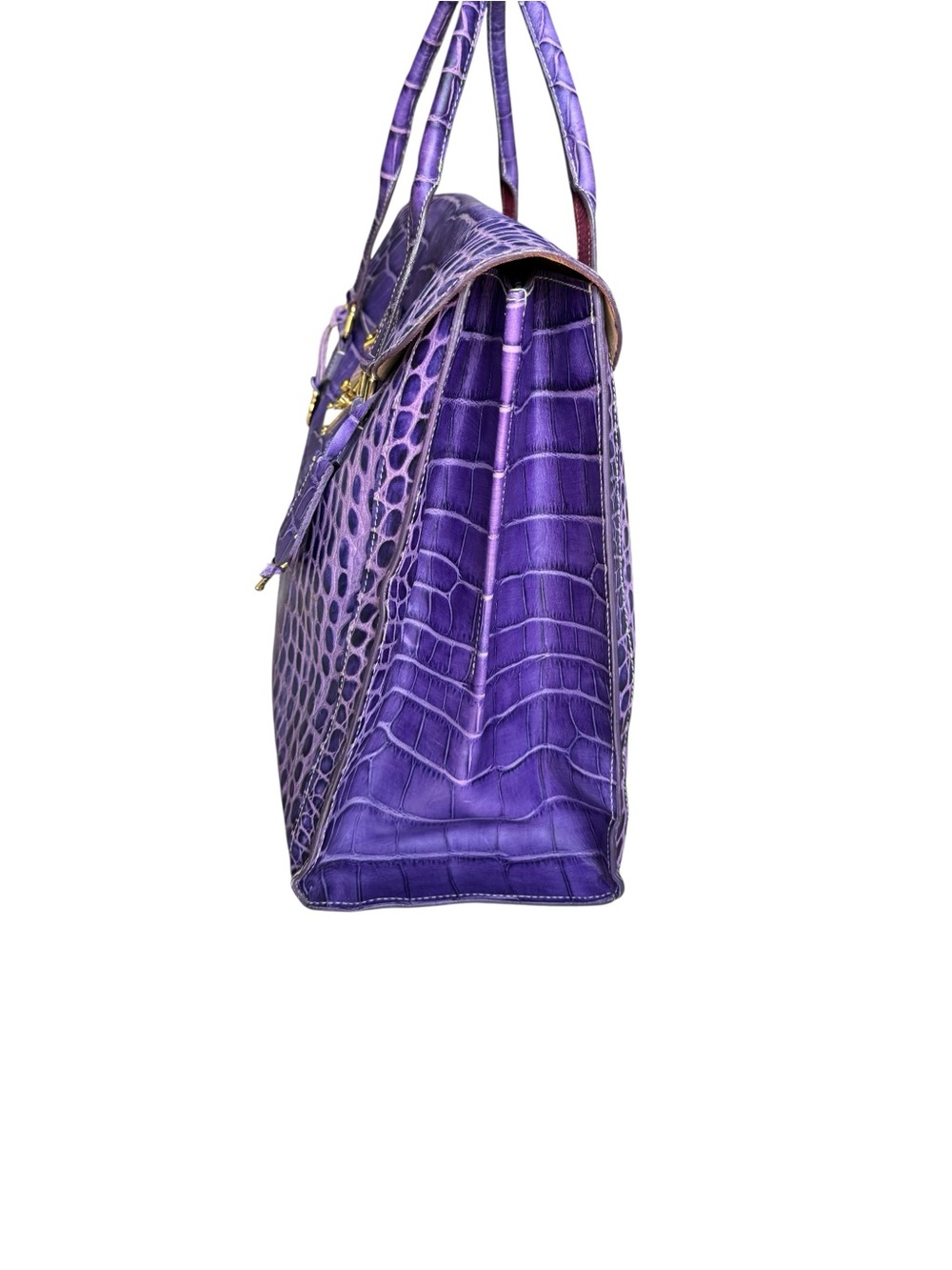 Rare Dooney & Bourke Alto Vintage Large Satchel Crocodile Embossed Leather Italy - Picture 8 of 15